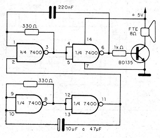    Figura 2 – Sirene de dois tons TTL
