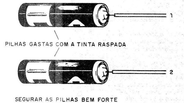 Figura 4 – Usando pilhas gastas como eletrodos
