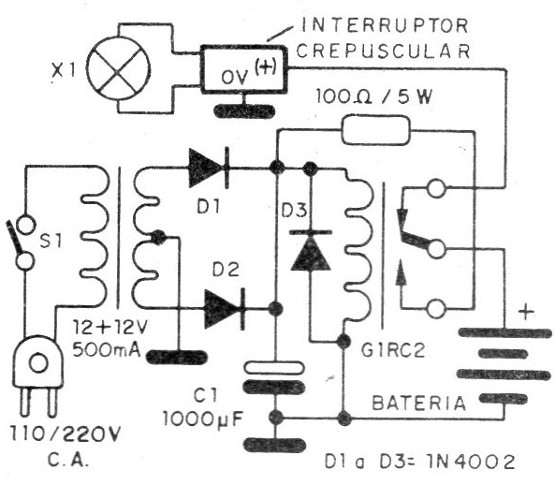 Figura 3 – Um sistema de luz de emergência
