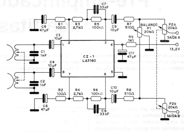    Figura 3 – Diagrama do pré-amplificador
