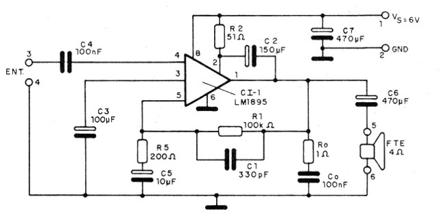    Figura 1 – Diagrama completo do amplificador
