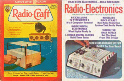 Radio Craft de 1933 e uma Radio Electronics de 1975
