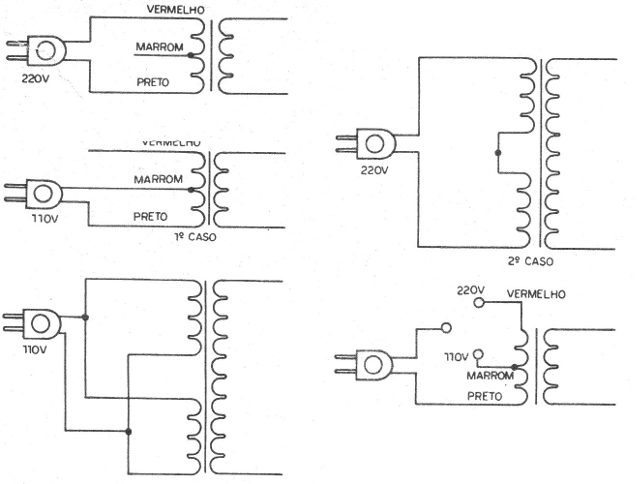    Figura 4 – Ligações para os diversos tipos de transformadores
