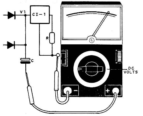 Medida de tensão num regulador de corrente.
