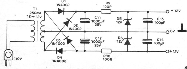 Figura 4 – Fonte simétrica para o circuito
