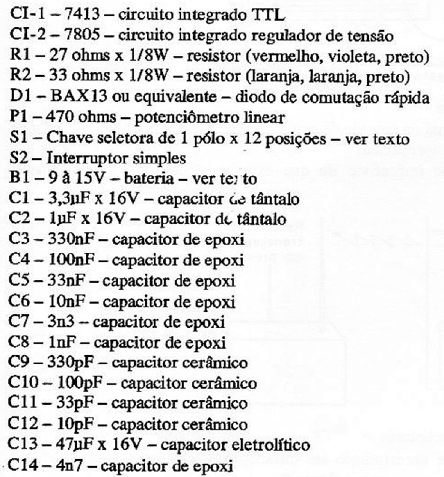  Diversos; placa de circuito impresso, caixa para montagem, fios, solda, etc. 
