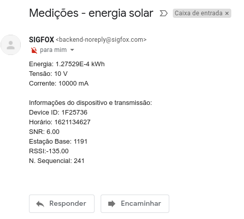 Figura 8 - e-mail gerado com callback de e-mails
