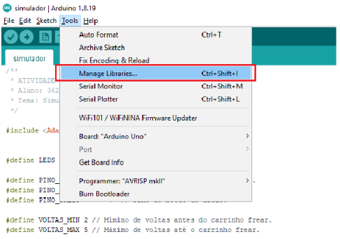 Figura 6: Manage Libraries
