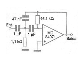 Figura 1 – Filtro de segunda ordem com o MC34071 da Motorola.
