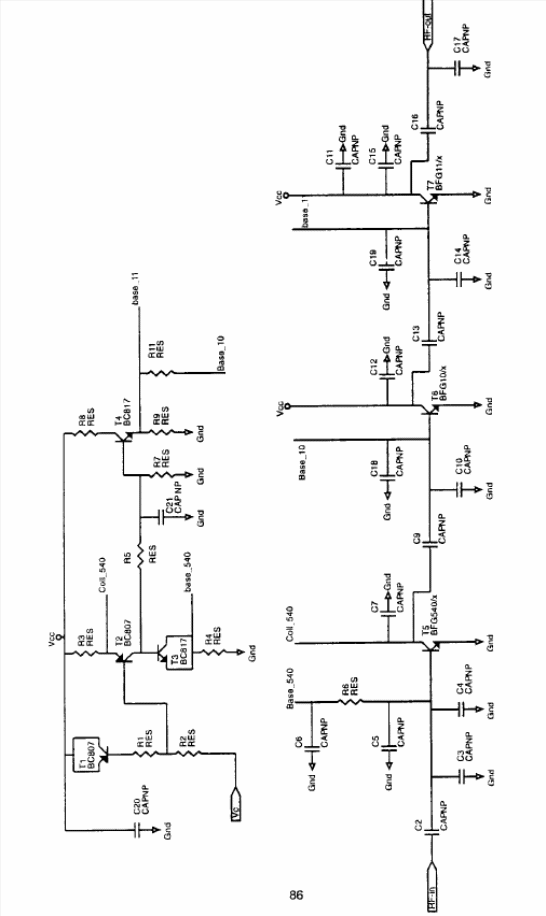 Figura 1 - Circuito do amplificador de 1,9 GHz com alimentação de 3 V.
