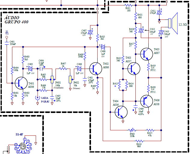 Figura 17 – O grupo 400 do amplificador de áudio
