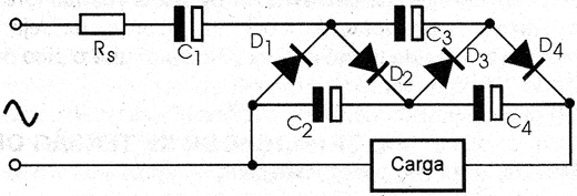   Figura 7 - Quadruplicador de tensão de meia onda.  