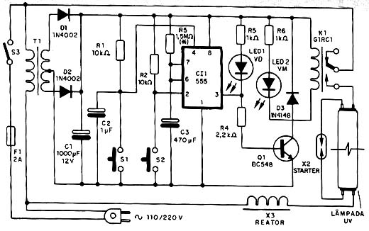 Diagrama completo do apagador de EPROMs. 