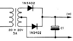 MOdo de usar um transformador de 20 + 20 V
