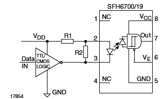  Circuito em que existe uma proteção contra corrente de fuga no LED.
