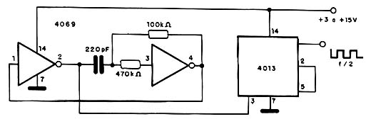 Divisor com oscilador e ciclo ativo de 50/50
