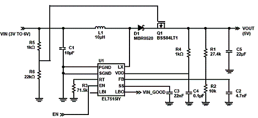 Figura 2- Configuração de maior rendimento utilizando um PFET em lugar de um LDO. 