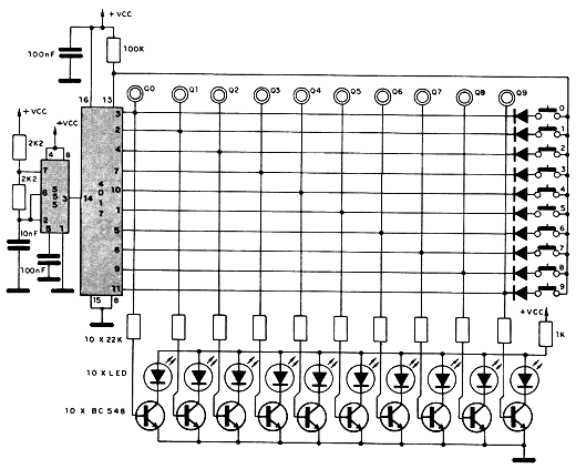 Figura 1 - Diagrama da Chave Digital com o 4017 