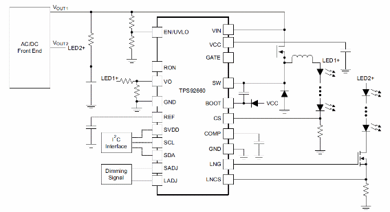 Figura 1 – Circuito de aplicação do datasheet da Texas Instruments.
