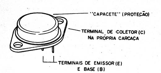    Figura 1 – Transistor comum de potência em invólucro metálico
