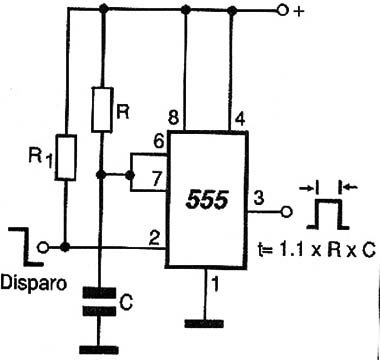 O 555 na configuração monoestável.
