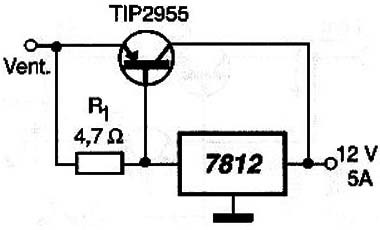 Usando um transistor PNP de alta potência.
