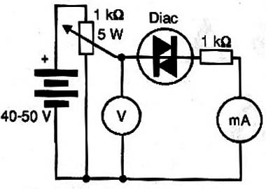 Circuito para teste de DIAC
