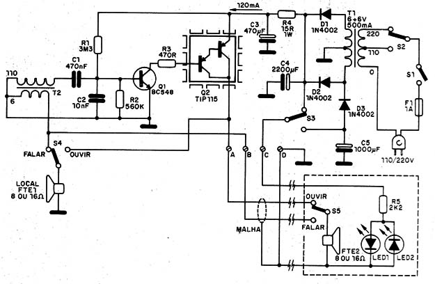 Figura 2 – Diagrama completo do interfone
