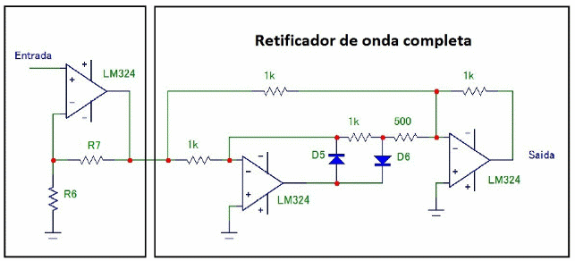 Figura 5: Primeiro estágio de amplificação e retificação 
