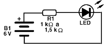 Figura 99 – Resistor e LED (veja nota) em série
