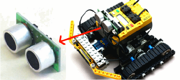 Figura 223 – Sensor e robô-Lego com sensor ultrassônico
