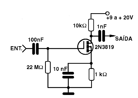 Amplificador com um MOSFET
