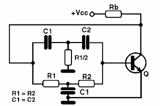 Oscilador de duplo T com transistor bipolar
