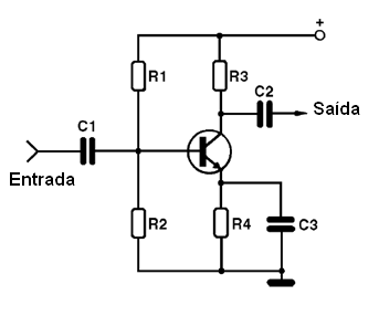 Um amplificador de RF aperiódico com um transistor
