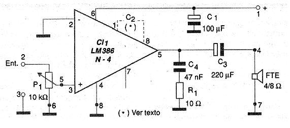 Amplificador com o LM386