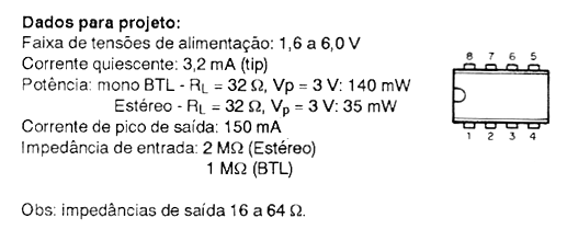 Pinagem do TDA7052 e suas características principais para projetos