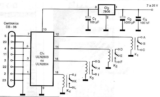 Diagrama da interface. Os relés podem ser alterados.
