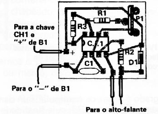 Fig. 5 — Layout dos componentes na plaqueta construída artesanalmente.
