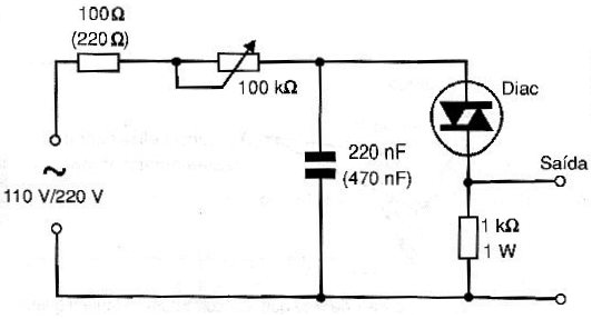 Figura 17 – Disparador com retardo de fase usando diac
