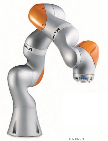 KUKA’s LBR iiwa: LBR significa “Leichtbauroboter” (Termo em alemão parar lightweight robot ou robô leve), ou “trabalhador assistente industrial inteligente (intelligent industrial work assistant).”
