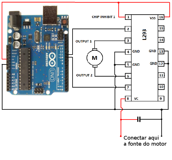  Figura 11. Conectando um motor CC ao cartão Arduino Uno
