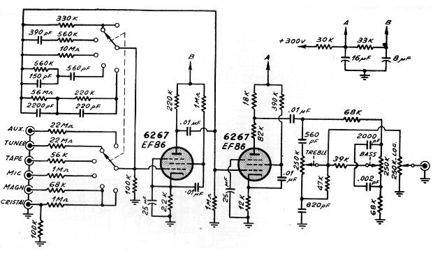 Figura 1 – Diagrama completo do pré-amplificador + equalizador valvulado.
