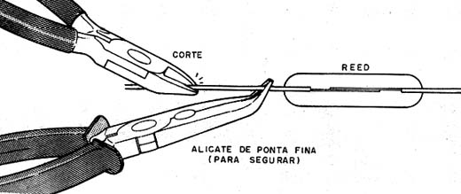 Modo de cortar um terminal de um reed. 