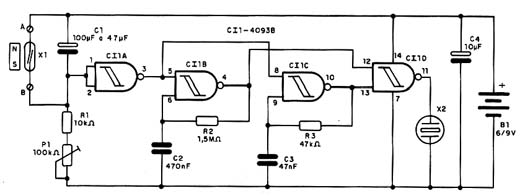 Diagrama completo do alarme de porta 