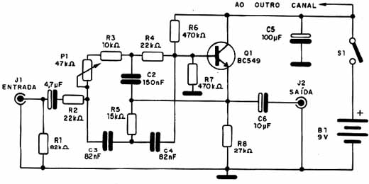 Diagrama de um canal do filtro de 60 Hz. 