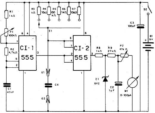 Diagrama completo do capacímetro. 