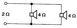 Ligação de dois falantes em paralelo. 
