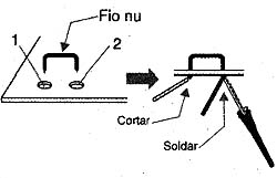 Soldando o fio nu. 
