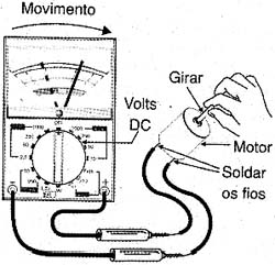 Ligando um motor ao multímetro. 