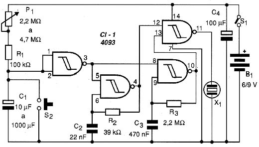 Circuito com apenas um 4093. 